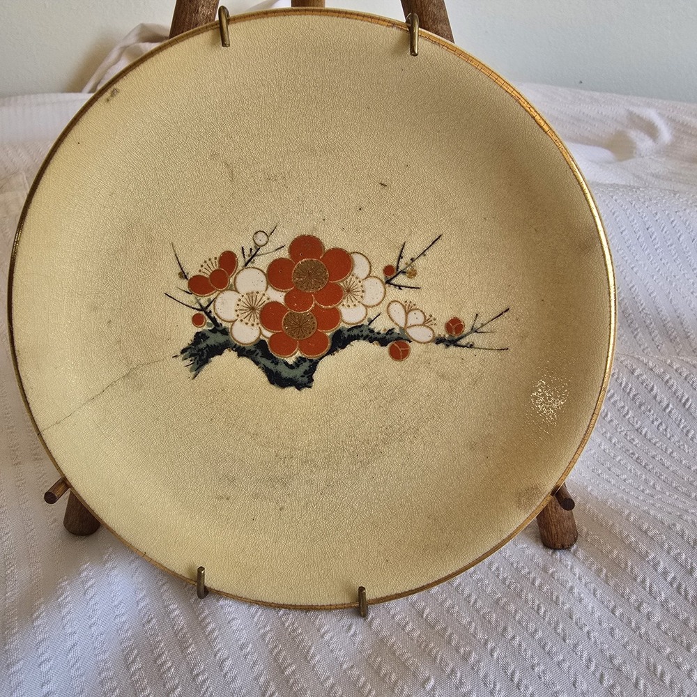 Vintage Satsuma Ware  Handpainted Plum Blossom Decorative Plate